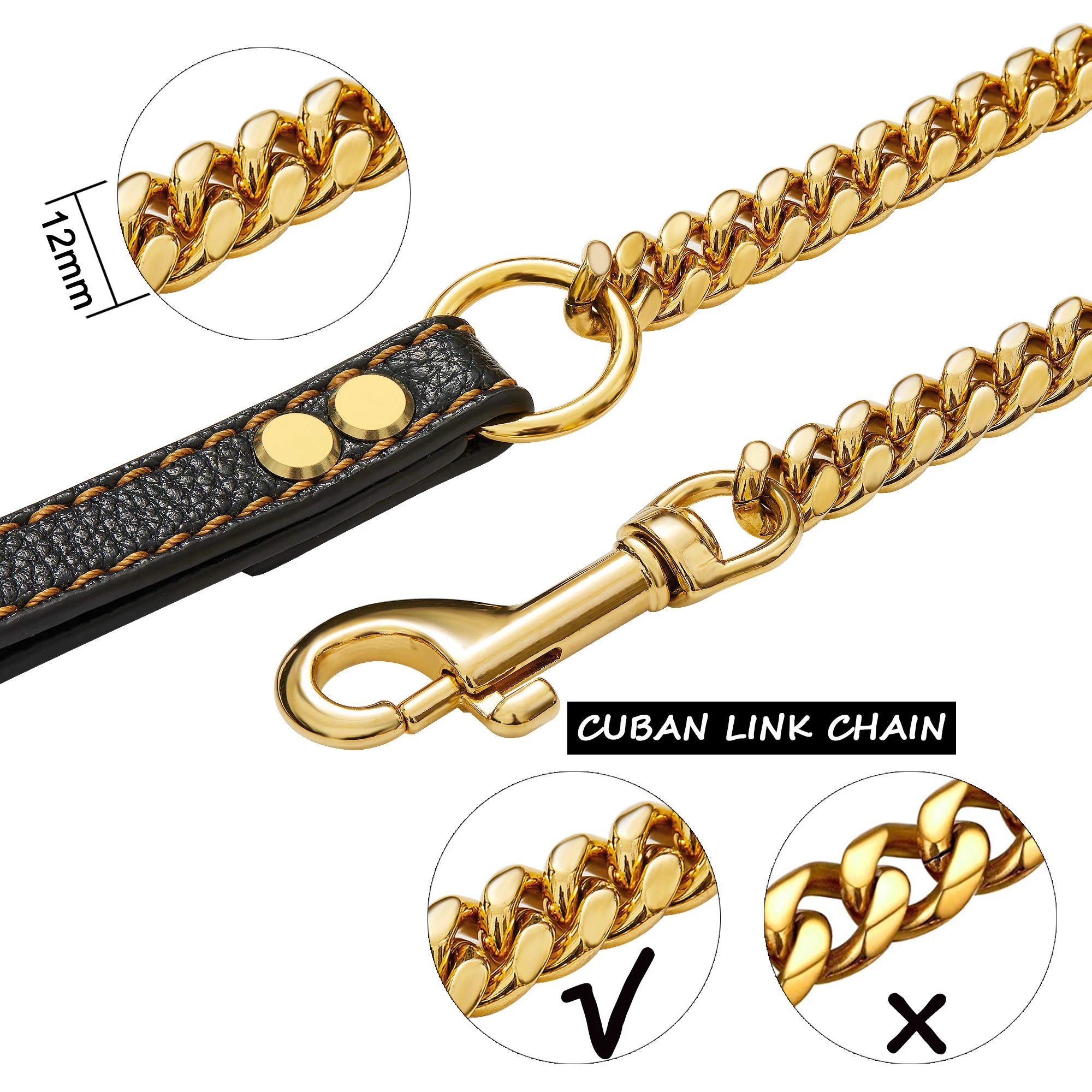 Stainless Chain Collar Large Collar Chain For Metal Dog Dogs Medium Links Link Small Steel Gold Cuban Walking Training