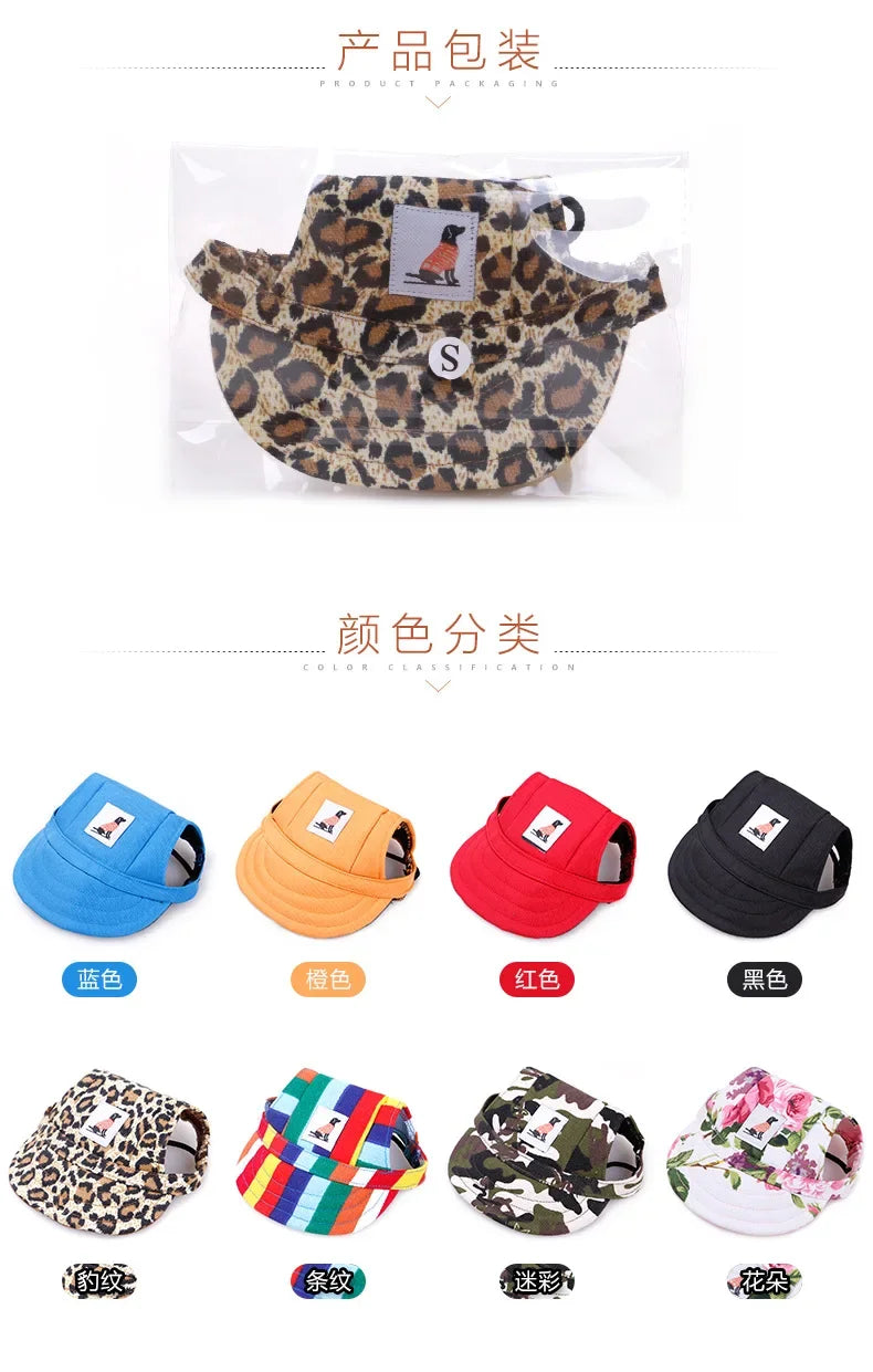 Dog Baseball Cap Hat with Neck Strap Adjustable Comfortable Ear Holes for Small Medium Large Dogs in Ourdoor Sun Protection