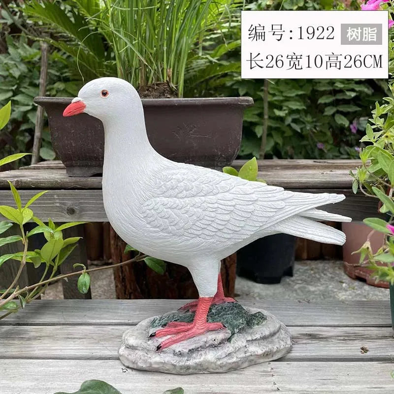 Outdoor garden simulation animal white dove model, garden decoration prop, resin simulation pigeon figurine