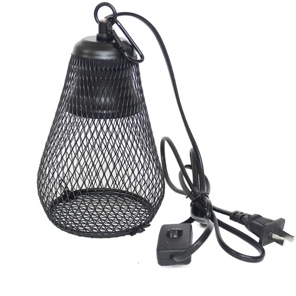 Ceramic Heat Emitter Pet Heating Lampshade Iron Mesh Dome E27 Bulb Holder Reptile Heat Lampshade Double Cage