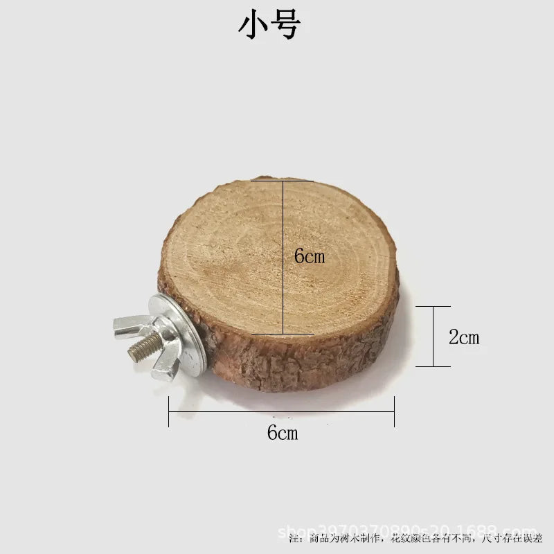 Parrot Hamster Round Stand Board Pet Birds Parrot Wooden Platform Bracket Toy Hamster Branch Perch Bird Cage Toy Pet Stand Board