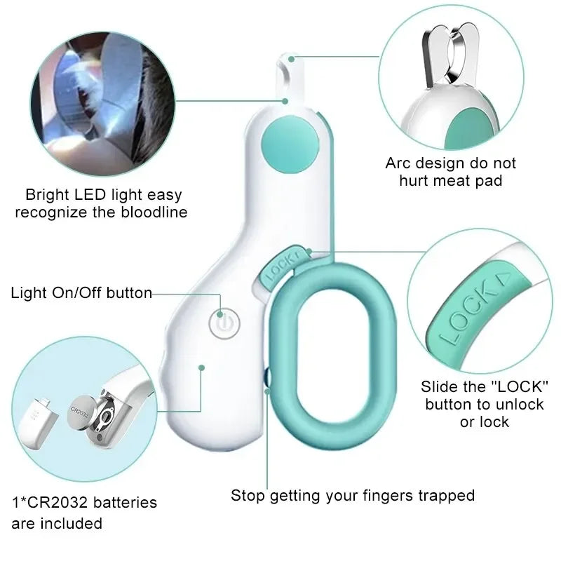 Professional Pet Nail Clipper Scissors With LED Light Cat Dog Nail Clippers Tool Scissors Nail Toeclaw Cutter Scissor Pet Supply
