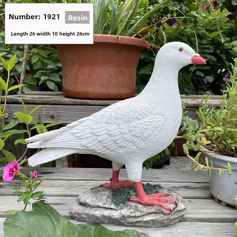 Outdoor garden simulation animal white dove model, garden decoration prop, resin simulation pigeon figurine