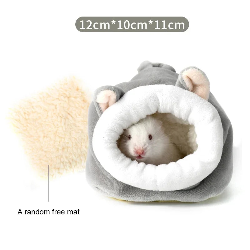 Hamster Nest Cute House Winter Soft Warm Bed Non-slip Hamster Sleeping Nest Small Animals Bedding House For Dwarf Hamsters