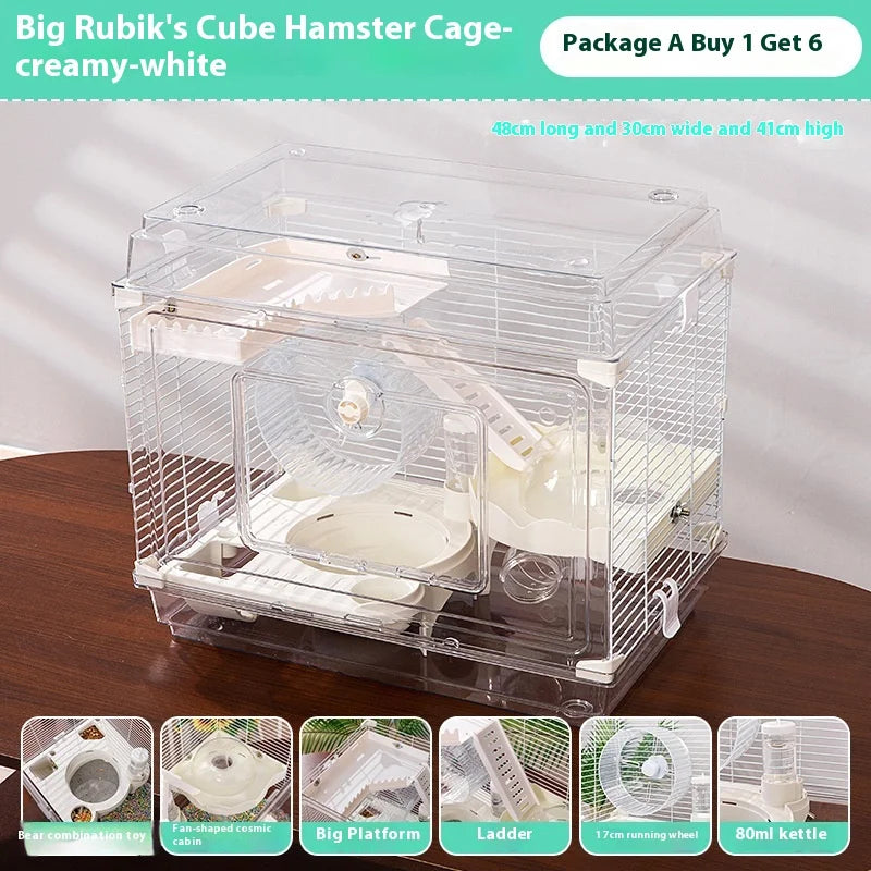 New transparent hamster cage, three-layer acrylic cage, golden bear nest, large-size hamster cage villa, universal in allseasons