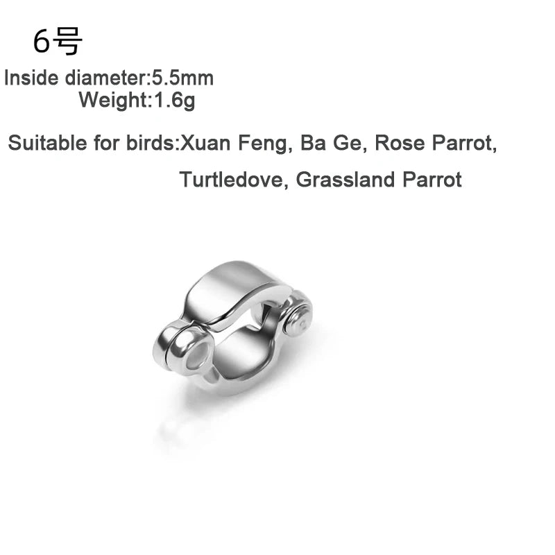 Parrot Leg Ring Stainless Steel Pet Bird Leg Ring Outdoor Flight Training Activity Anti Loss Open Leg Ring Foot Ring Chain