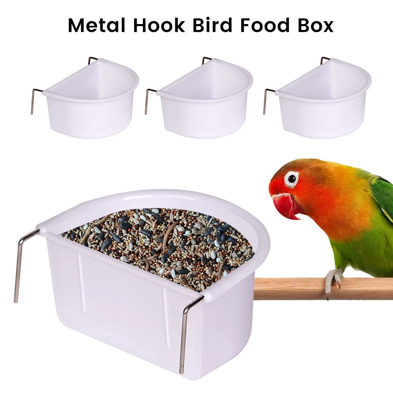 New 2pcs Bird Food Feeding Dish Easy to Install Bird Cage Feeder Bowl for Small Animals Budgie Parrot Parakeets Lovebirds