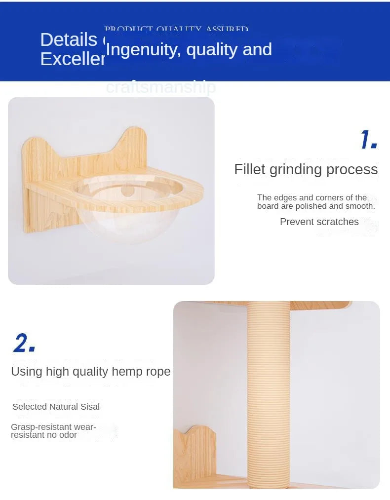 Cat Climbing Frame Hanging Wall Cat Nest Wall Hanging All Solid Wood Gimnasio Para Gato Artículos Para Mascotasaseo Para Gatos