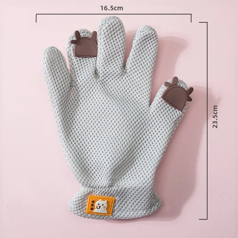 2-in-1 Double Sided Cat Grooming Gloves Bionic Tongue Comb Striped Massage for Shedding Sofa Clothes Breathable Anti-Scratch