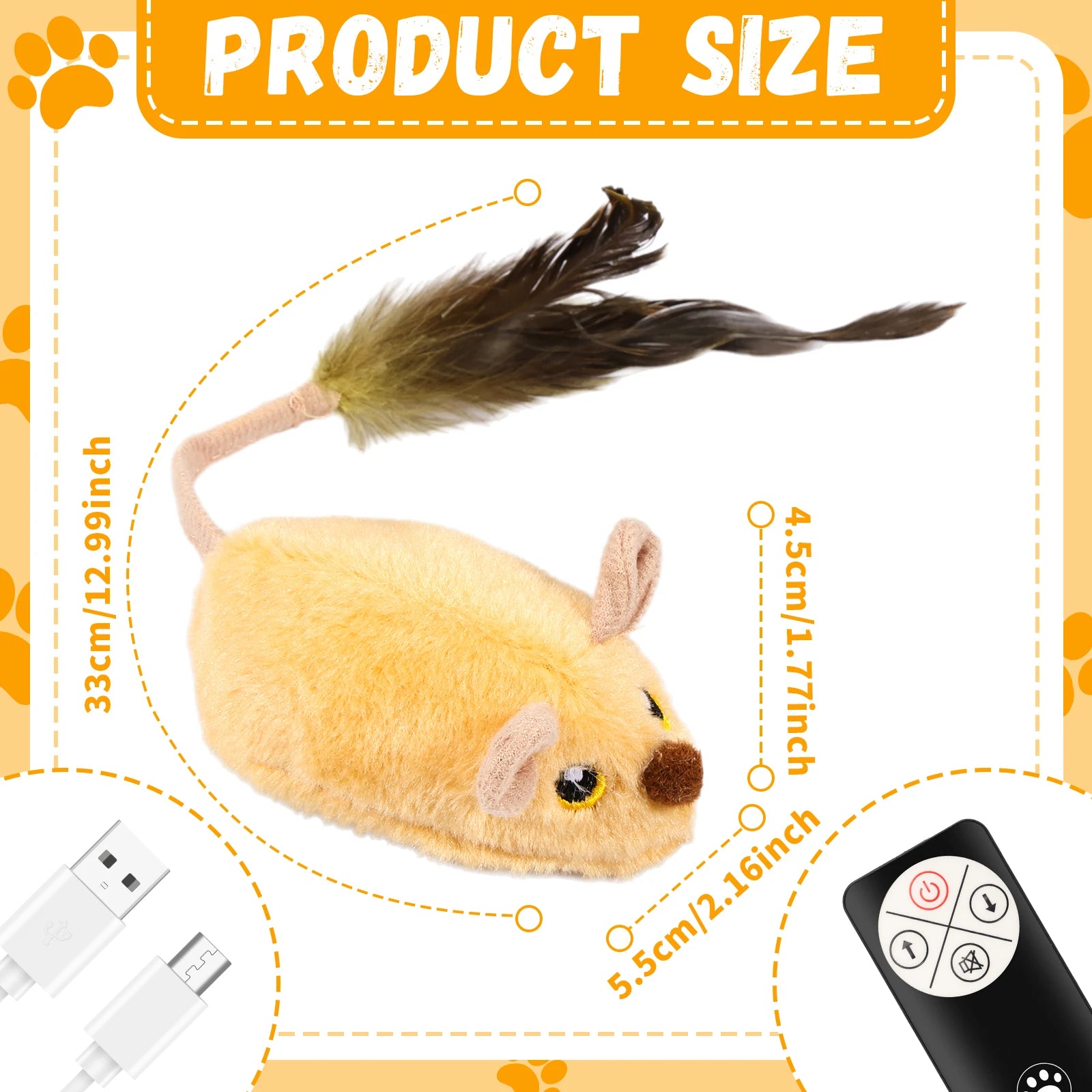 Cat Mouse Interactive Plush Toys LED Glow Electric Telecontrol Auto Rechargeable Pet Moving Mice Toy Realistic Kitten