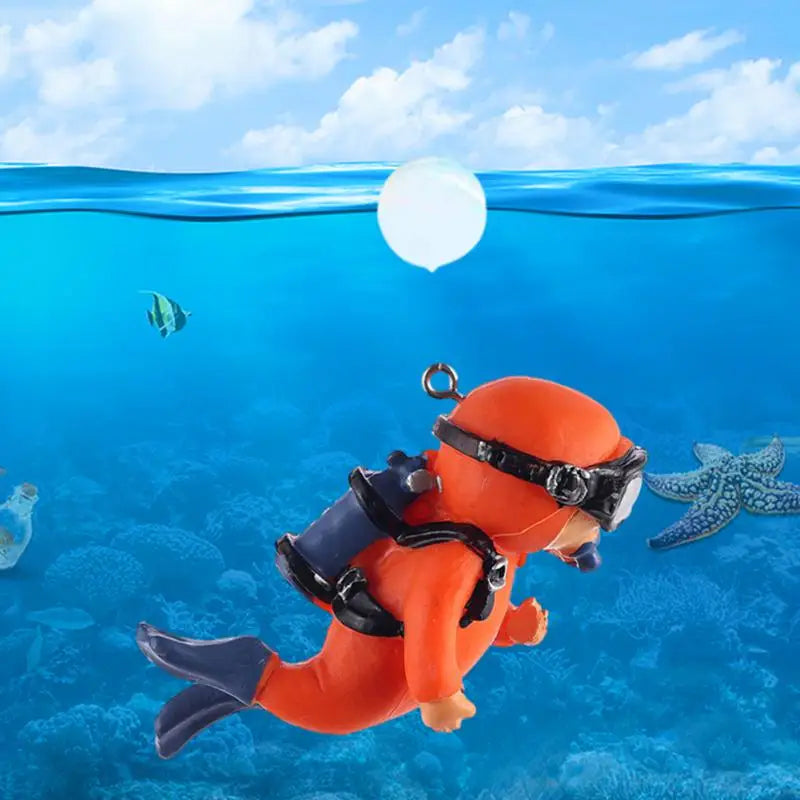 Fish Aquarium Diver Ornaments Mini Diver Simulated Floating Frogman Kawaii Miniature Figures For Fish Tank Scene Decorations
