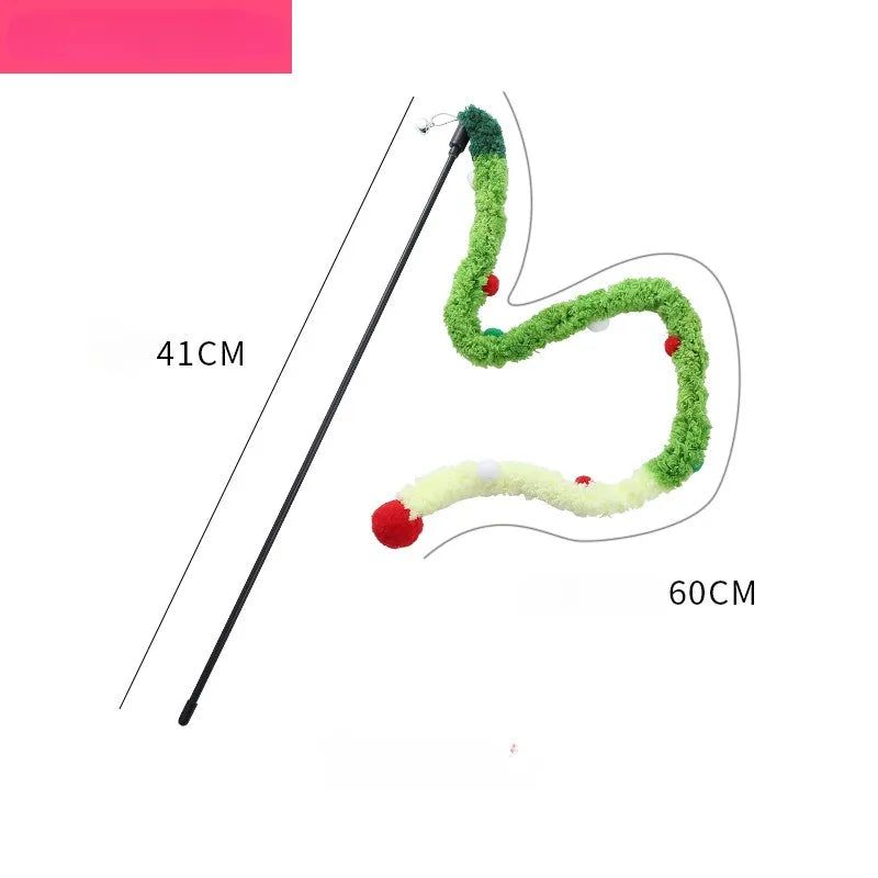 Cat Teaser Wands Three-section Telescopic Fishing Pole Wand Kitten Funny Catcher Teaser Stick Rod Interactive Stick Teaser Toys