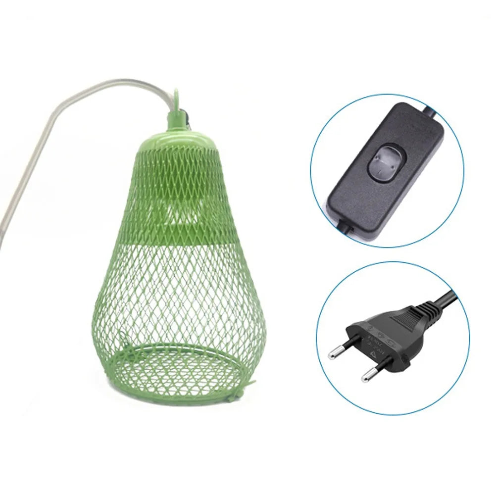 Ceramic Heat Emitter Pet Heating Lampshade Iron Mesh Dome E27 Bulb Holder Reptile Heat Lampshade Double Cage