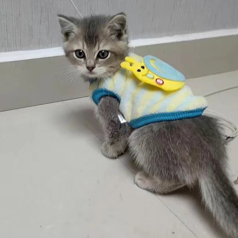Plush Cat Rabbit Vest Cartoon Autumn Winter Pet Clothes for Kitten Puppy Bunny Guinea pig Warm Fleece Small Animals Clothing