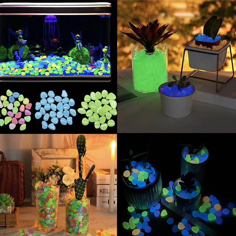 100pcs Luminous Ocean Stone Conch and Shell Fish Tank Decoration Simulated Aquatic Gravel Glow in Dark Pretty Little Rocks