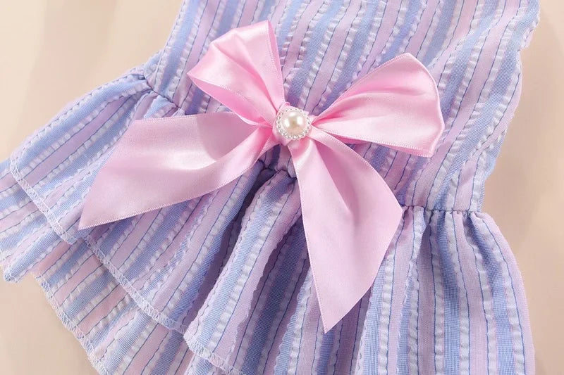 Sweet Bunny Rabbit Skirt Summer Pet Dress for Small Animals Stripe Plaid Puppy Dog Cat mascotas Clothes Clothing estidos perrita