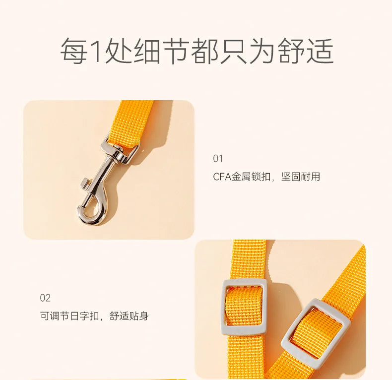 Pet Cute Burger and French Fries Backpack Towing Rope Cat Vest Dog Chest Strap for Walking Dog Rope Supplies Dog Bag
