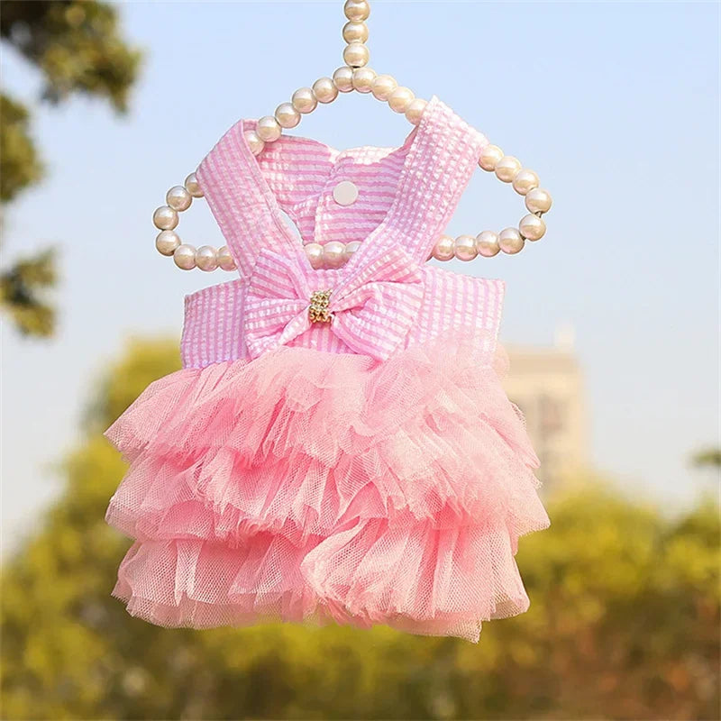 Sweet Bunny Rabbit Skirt Summer Pet Dress for Small Animals Stripe Plaid Puppy Dog Cat mascotas Clothes Clothing estidos perrita