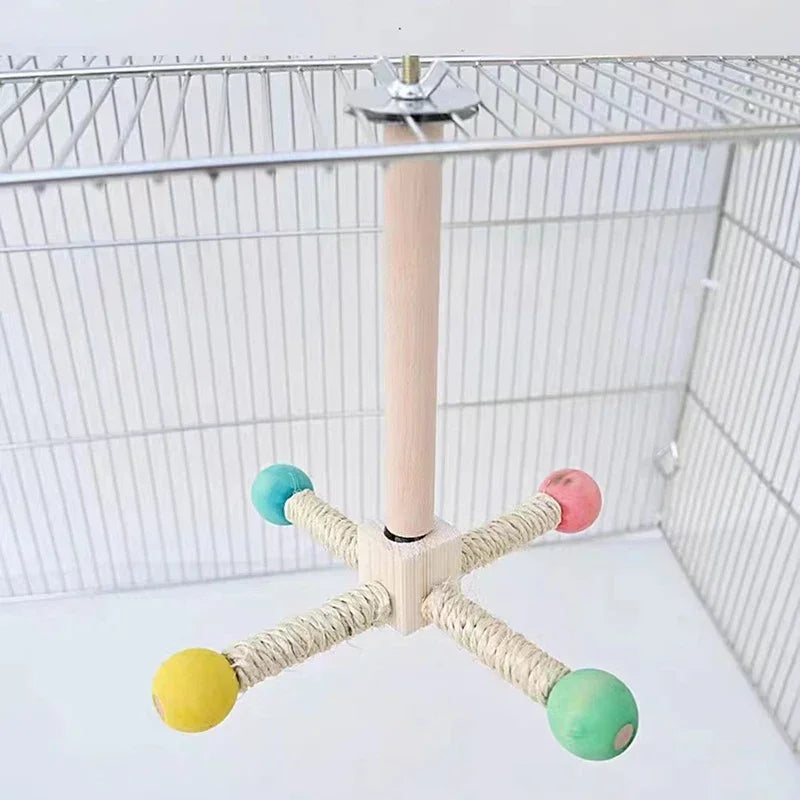 360 ° Rotating Parrot Bird Toy Solid Wood Bird Exercise Climbing Standing Wooden Toys Pet Parrot Macaw Cage toys Amusing New