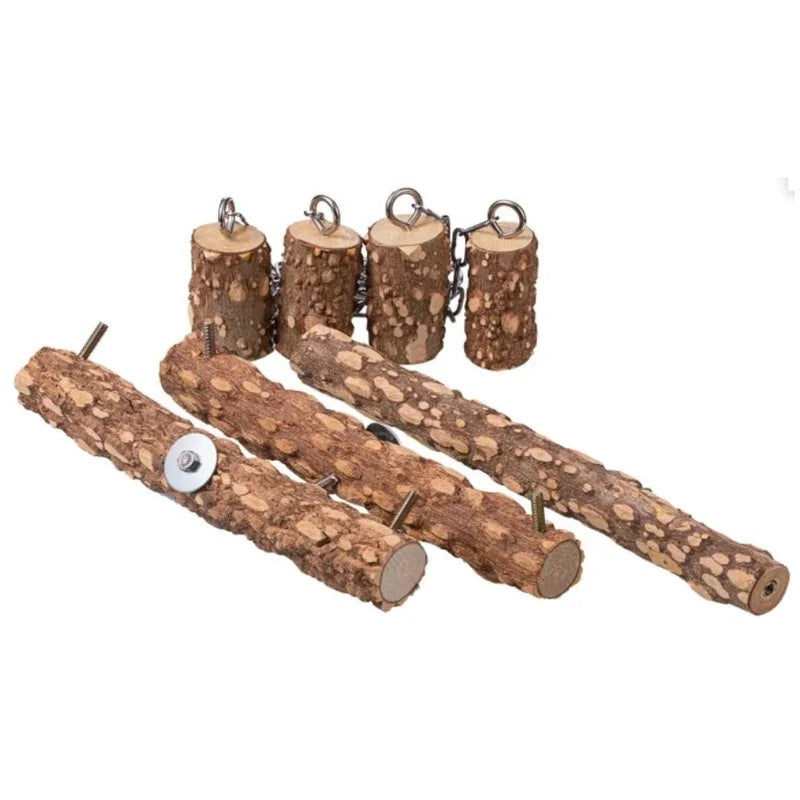 15Inch Wooden Parrot Swings with Metal Chain Hook Birds Perches Parakeet Safety Standing Racks Pet Birds Supplies