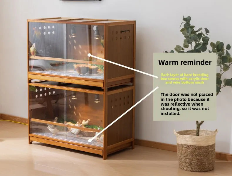 Drawer Breeding Box for Parrots Quail Birds with Temperature Control Pet Cage for Hamsters Lizards Hedgehogs