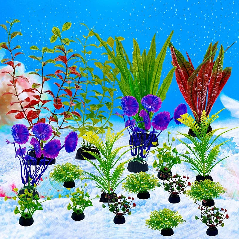18PC Fish Tank Simulation Plant Aquarium Artificial Decor Plants Ornament Water Grass Fish Bowl Plastic Decoration