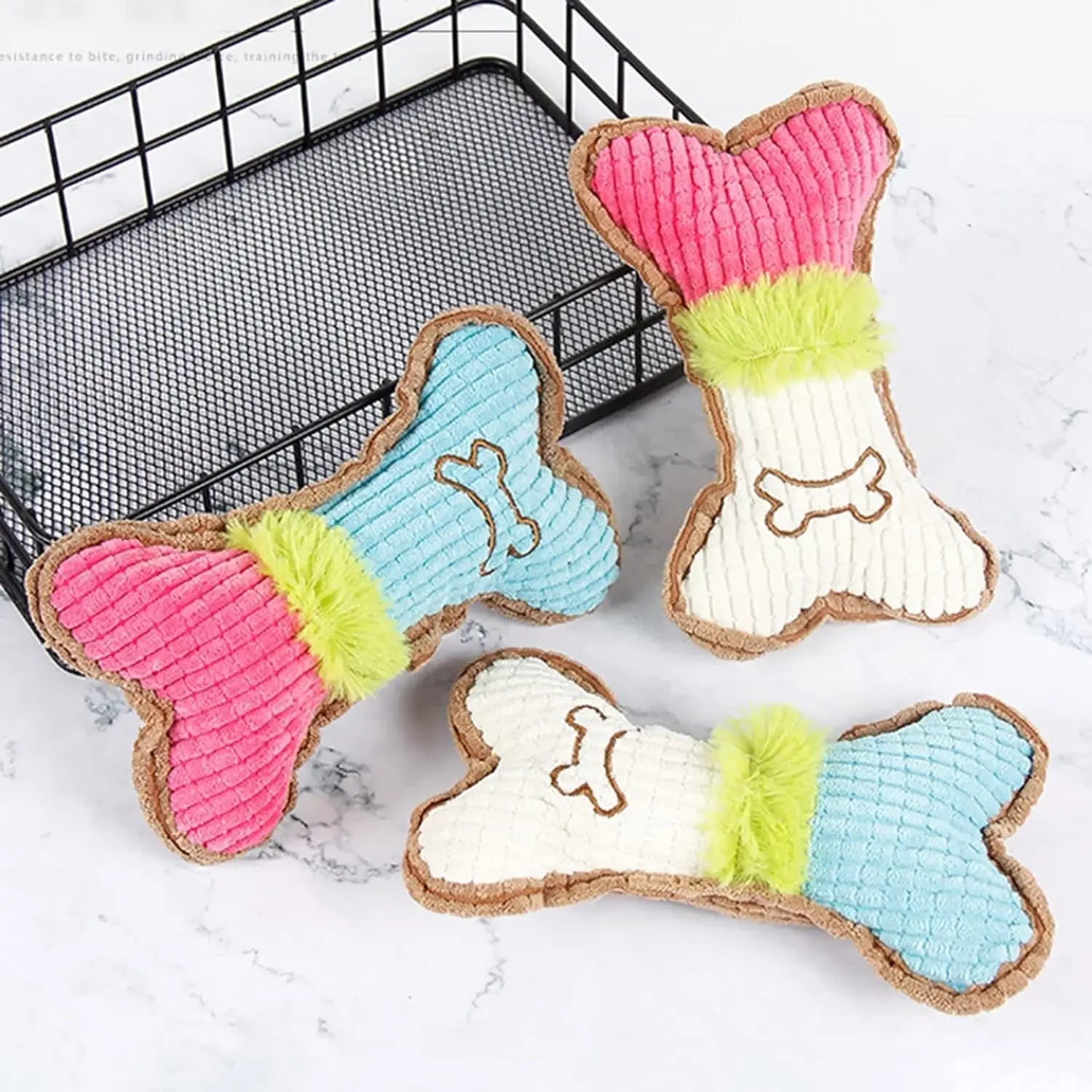 1pc Dog Squeaky Toys, Bones Plush Dogs Chew Toy for Small Medium Breed Puppy Aggressive Chewer Pets Puppy Playing Cleaning Teeth