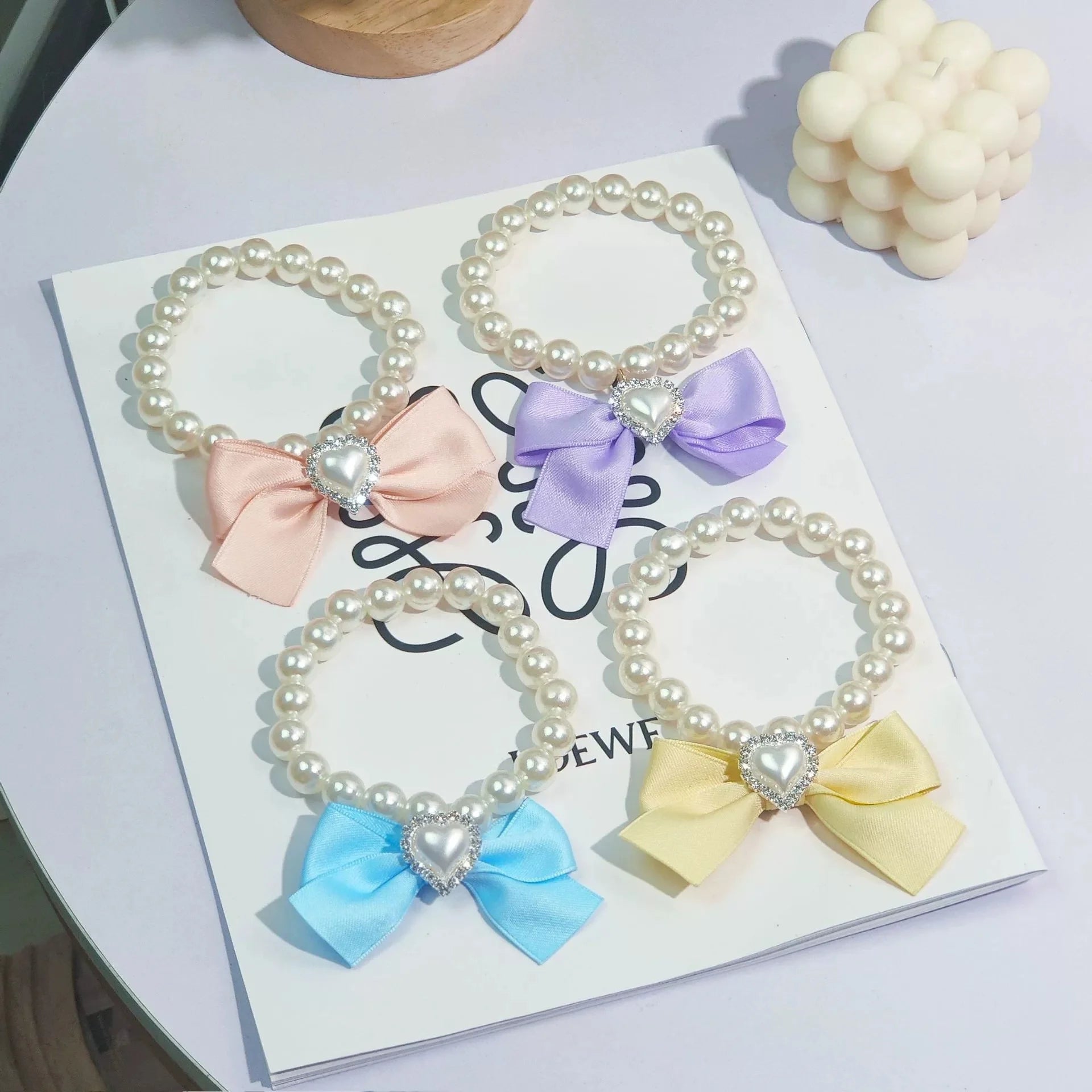 Cat Collar Decoration Pet Cute Exquisite Jewelry Kitten Adjustable Chain Cat Necklace High Simulation Pearls Pet Supplies