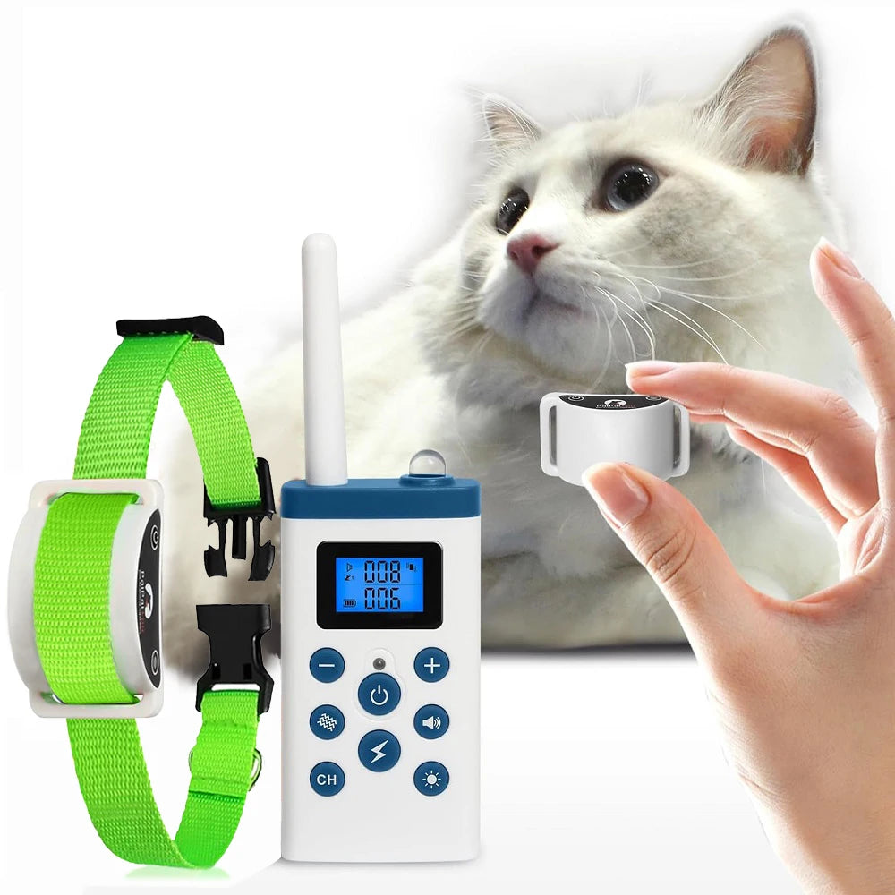 PaiPaitek Cat Shock Collar with Remote,Cat Training Collar with Auto Anti-Meow,Beep,Vibration,Safety Shock 4 Modes,Rechargeable
