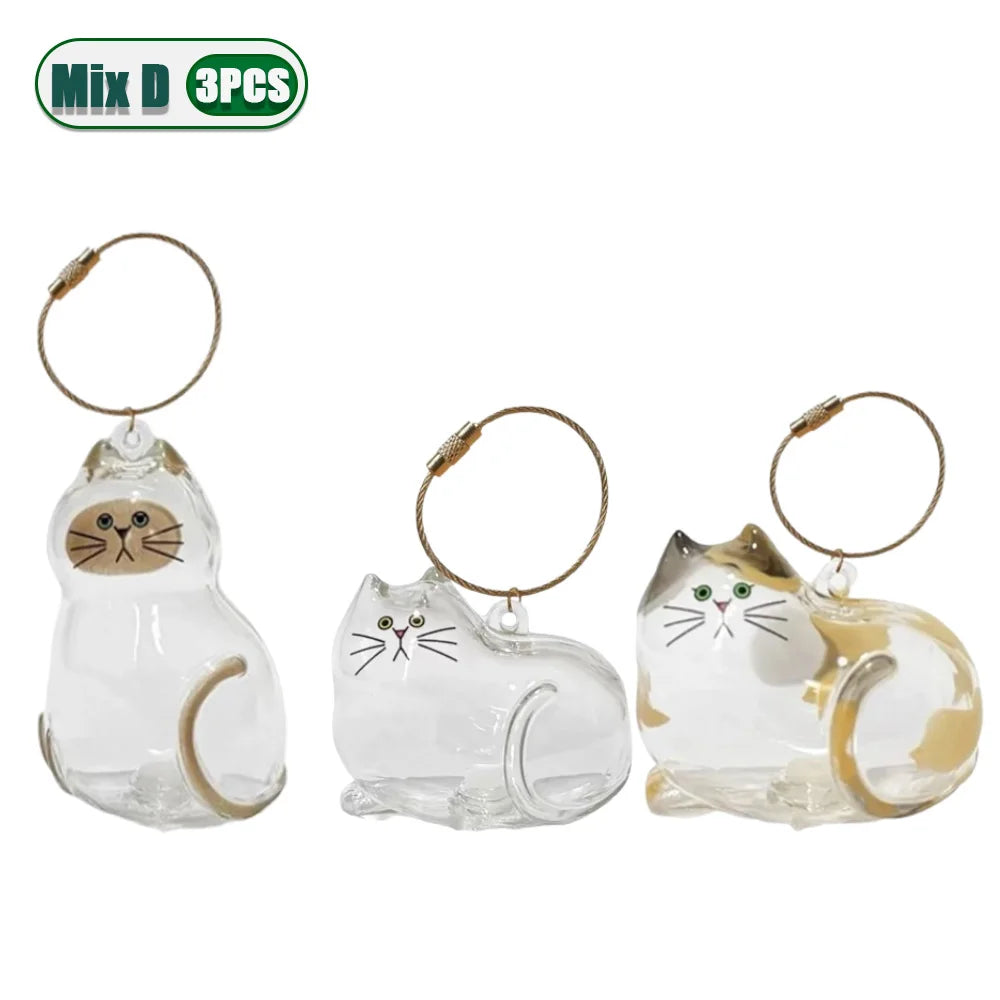 1-5PCS Personalized Cat Hair Jewelry Keyring Pet Memorial Keepsake Holder for Ashes or Fur Unique Gift for Grieving Pet Lovers