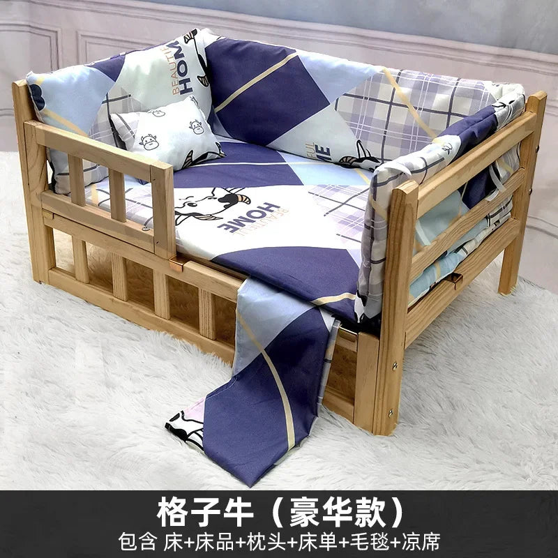 Off the Ground Solid Wood Pet Bed Four Season Universal Dog Bed Small to Large Teddy Bed at Special Price