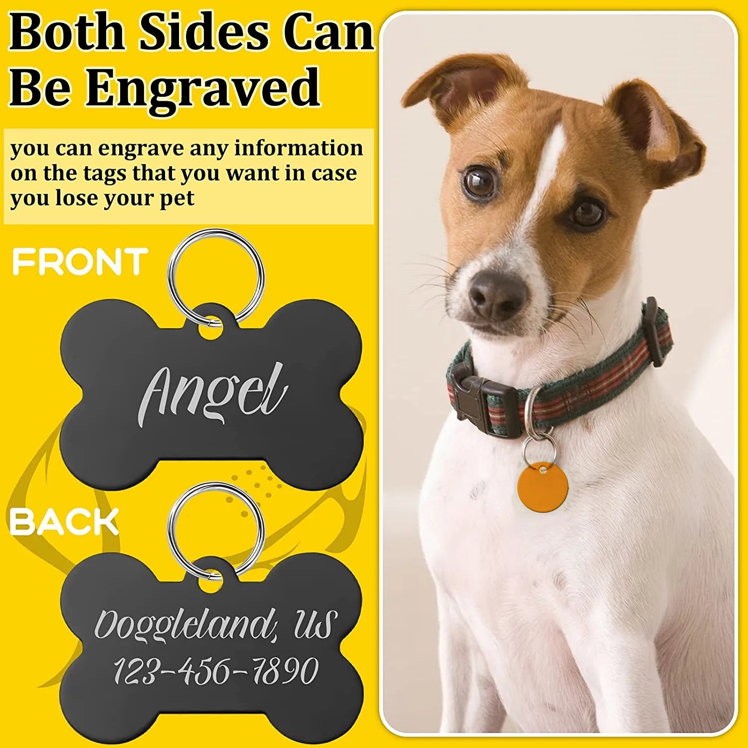 2pcs Free Laser Engraving Pet Dog ID Tag Cat Puppy Name Pendant Tags Personalized Custom Pets Tag Collar Anti-lost Nameplate