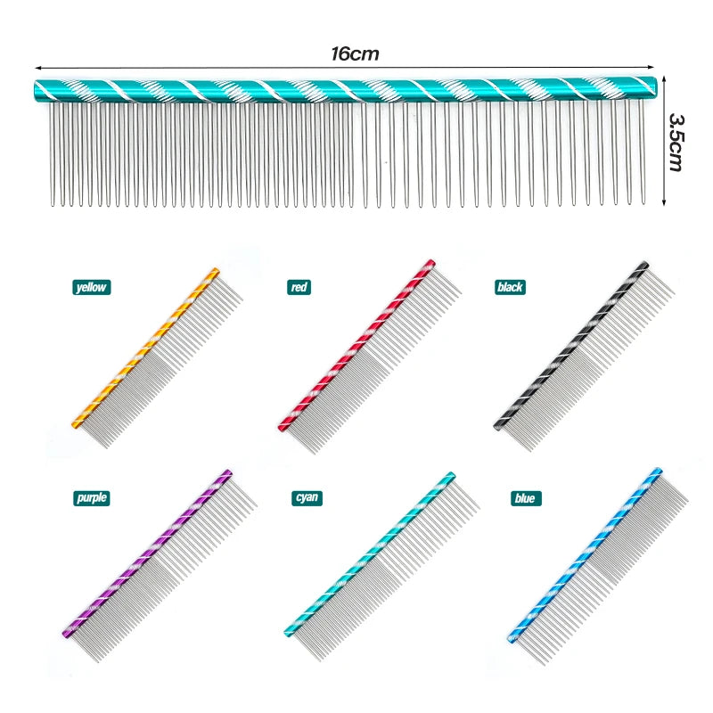Dog Comb Long Thick Hair Fur Removal Cleaning Brush Stainless Steel Lightweight Pets Cat Grooming Combs for Dogs 16/19/20/25cm