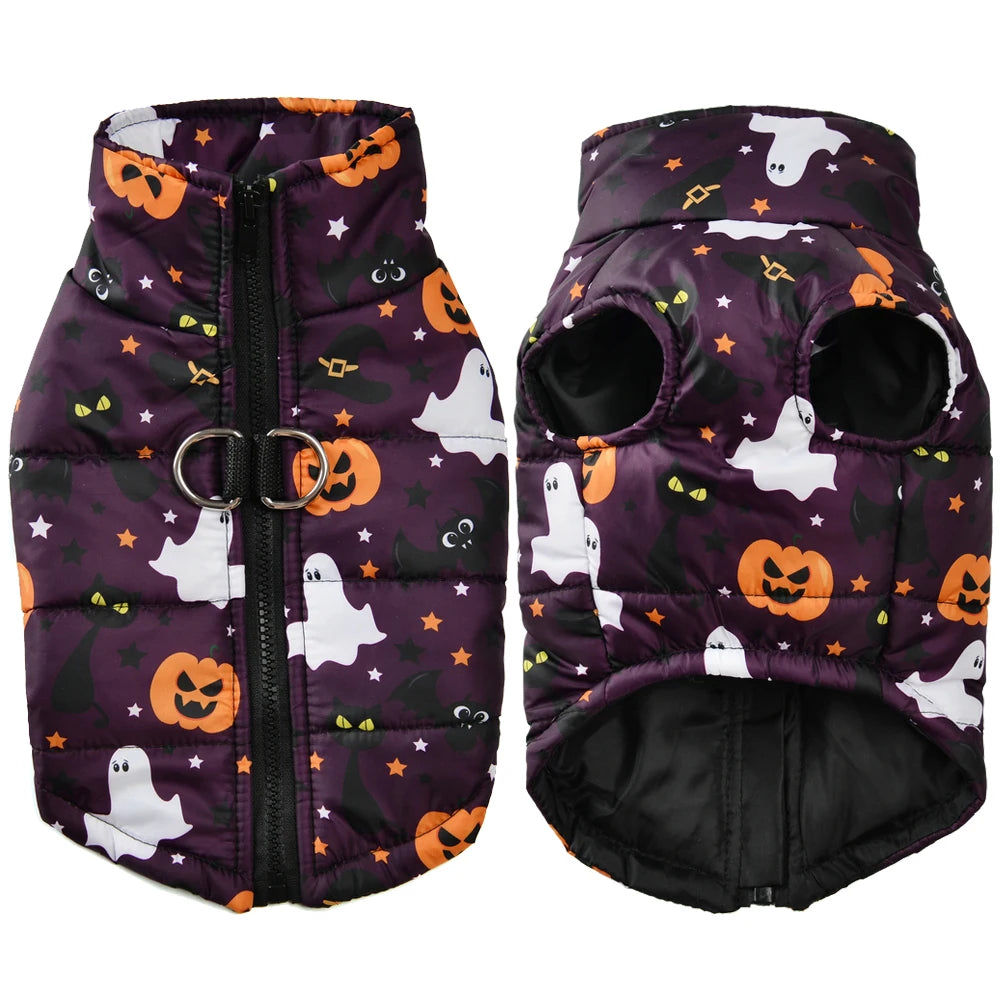 Halloween Dog Clothes Winter Warm Puppy Vest Jacket For Small Dogs Cats Outdoor Waterproof Pet Coat Chihuahua Costume Apparel