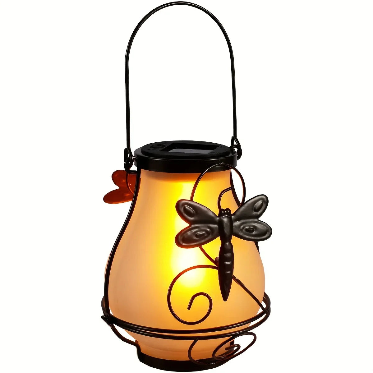 Solar Powered Flame Light, Dragonfly Outdoor Hanging Lamp, Hummingbird Metal, Animal Statue, LED Waterproof Lantern, Butterfly