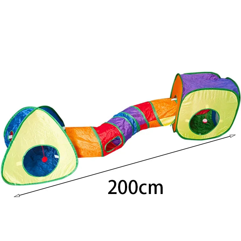 Collapsible Rainbow Cat Tunnel Pet Tube Play Toy Indoor Outdoor Kitty Puppy Toys for Puzzle Exercising Hiding Training Cat Toys