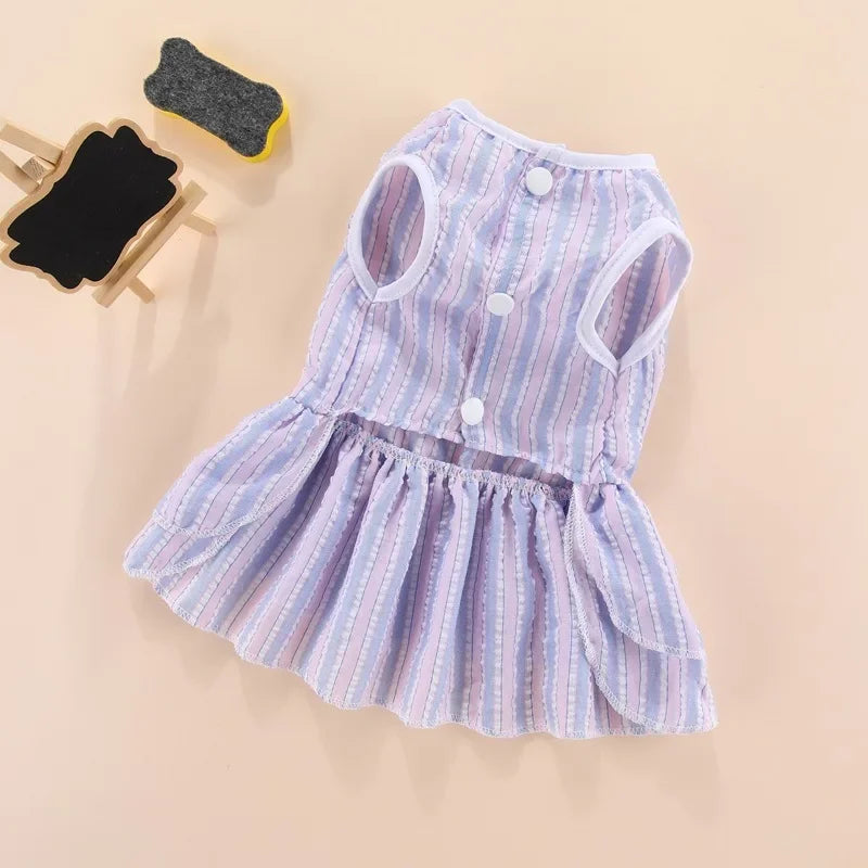 Sweet Bunny Rabbit Skirt Summer Pet Dress for Small Animals Stripe Plaid Puppy Dog Cat mascotas Clothes Clothing estidos perrita