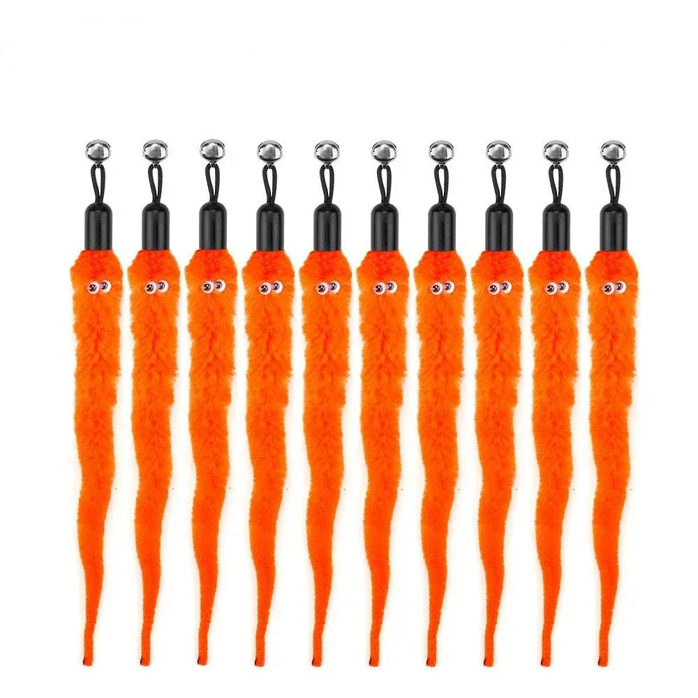 Cat Feather Toy Accessories False Birds Worm Toy with Bell Kitten Cat Toys Interactive Replacement Refill Foam Ball Training