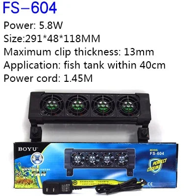 BOYU Aquarium fish tank automatic temperature control fan tank cooling aquarium fan water cooling mute 1 2 3 4 5 6