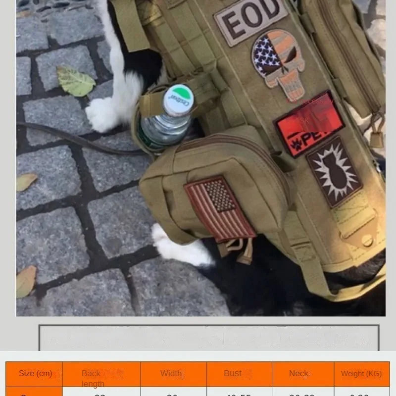 Tactical Vest Dog Clothing Large Dog Pet Chest Harness Vest Style Vest Detachable Outdoor Portable Comfortable Neck Protection