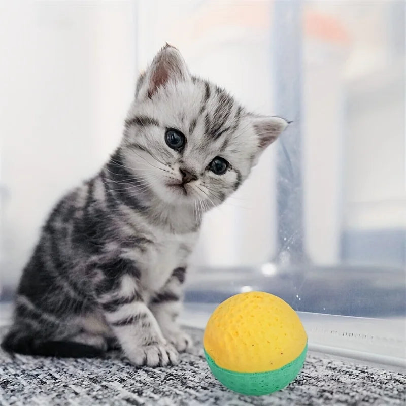 Cat Foam Ball Toys Pet Interactive Chase Sponge Balls for Pets Soft Bouncy Quiet Durable Bite Resistant Easy Clean Rubber Balls