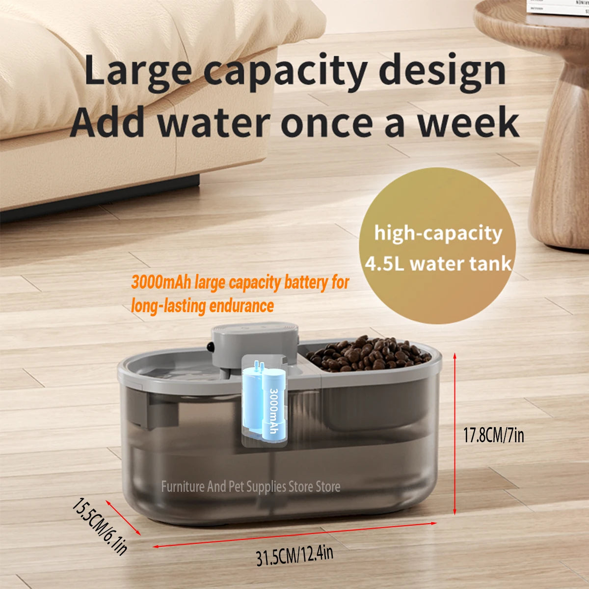 Pet Cat Automatic Induction Feeder Water Dispenser Large Capacity Water Dispenser Dry Wet Separation Food Container Pet Supplies