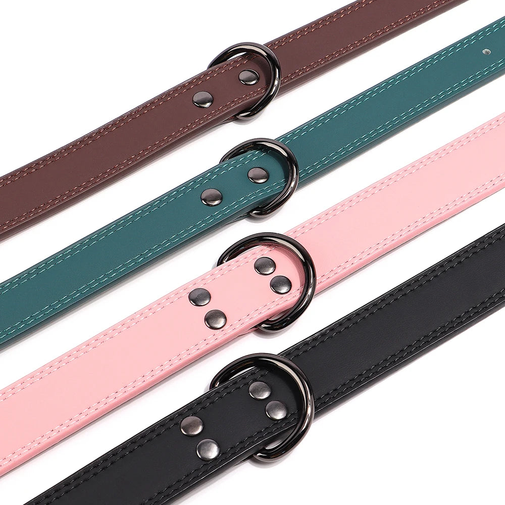 Soft Durable Real Leather Dog Collar Genuine Leather Pet Collars for Small Medium Large Dogs German shepherd Brown Black