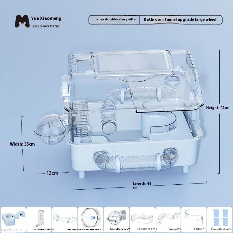 Hamster Cage Large Luxury Villa Supplies Three-layer Acrylic Panoramic Transparent Golden Bear Special Nest