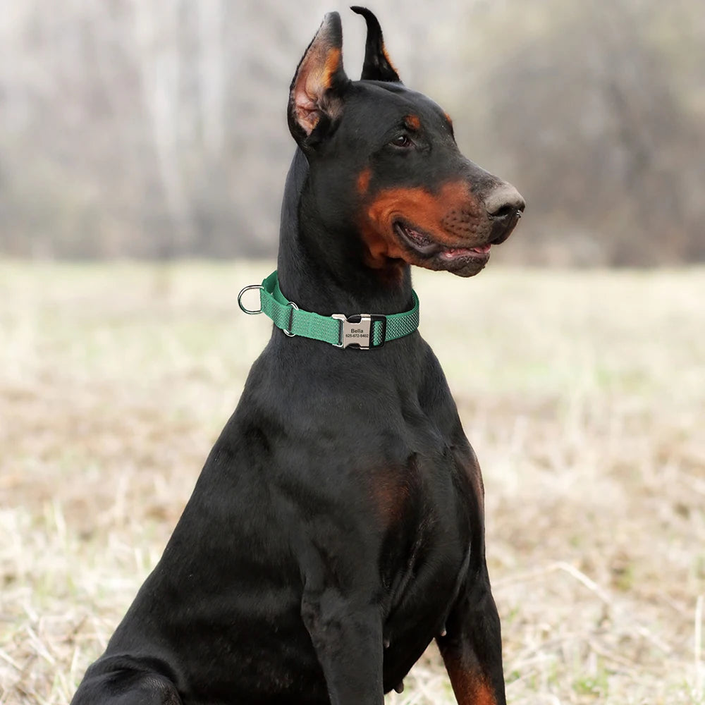 Custom Dog Martingale Collar Nylon Reflective Dog Collars With Engraving Metal Buckle Adjustable For Dogs Prevent Slipping Out