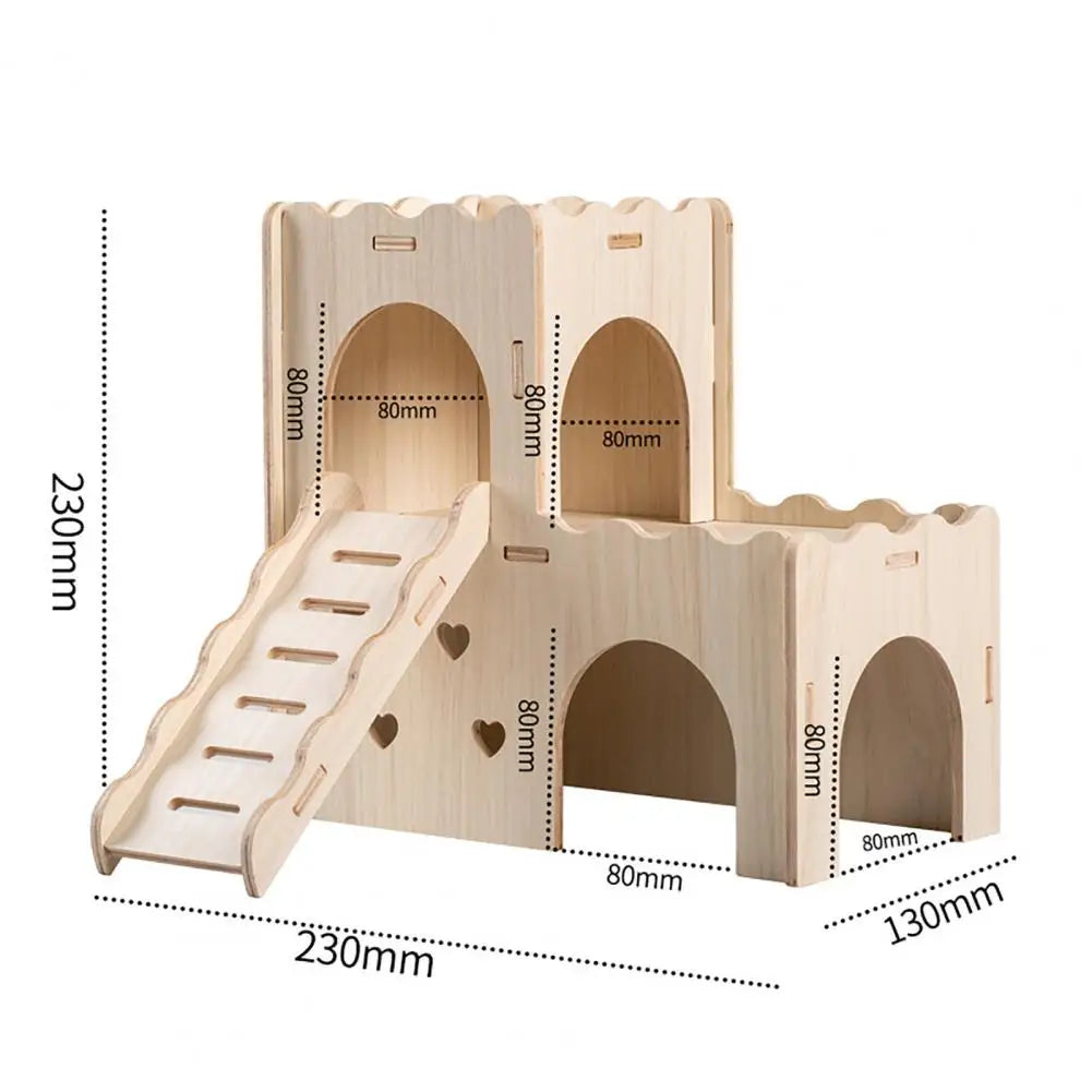 Wooden Hamster House Swing Sleeping Nest, Multi-Holes, Breathable Double Layer, Fun Toys, Small Pet Supplies