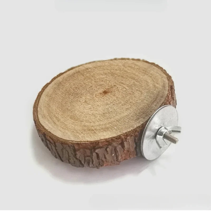 Parrot Hamster Round Stand Board Pet Birds Parrot Wooden Platform Bracket Toy Hamster Branch Perch Bird Cage Toy Pet Stand Board