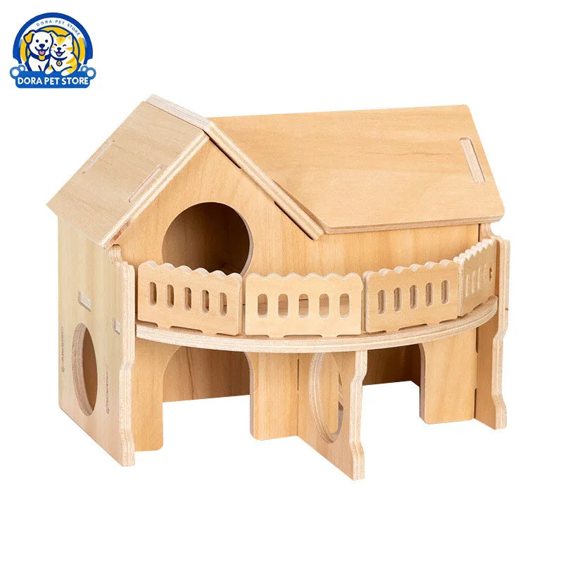 Hamster Sleeping Wooden House Hamster Cage Golden Bear Cage Single Floor Villa Supplies