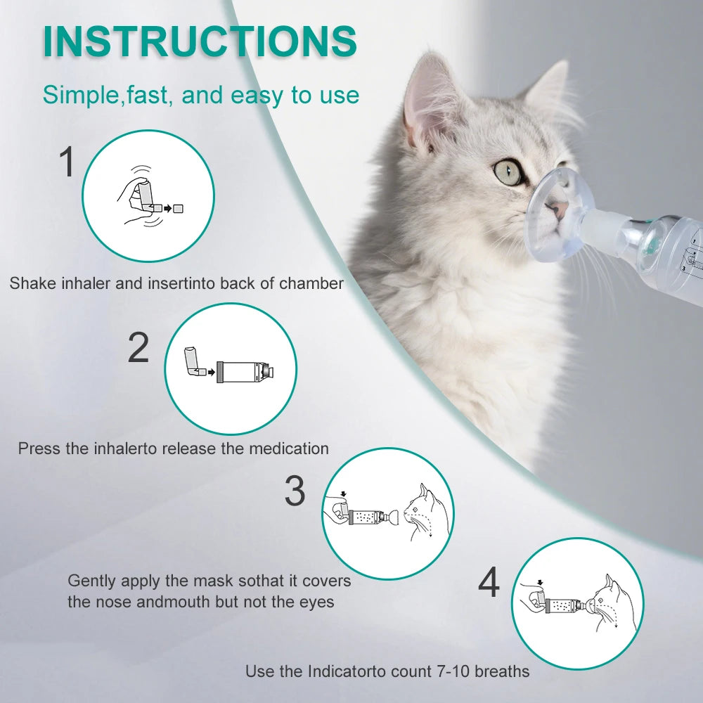 Cat Aerosol Chamber Pet Dog Portable Inhaler Spacer With Breathing Indicator Silicone Mask For Veterinary Equipment Vet Clinic