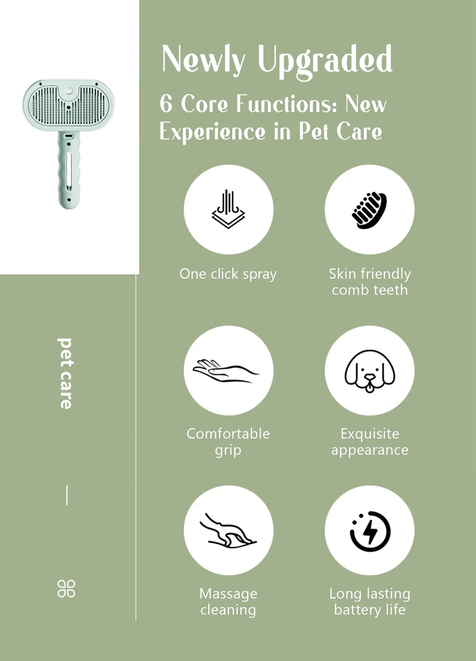 Pet Spray Hair Comb, Pet Hair Remover Cleaning Brush, Cats Grooming Dog Accessories Tools, Dematting Water Mist Humidifier Comb